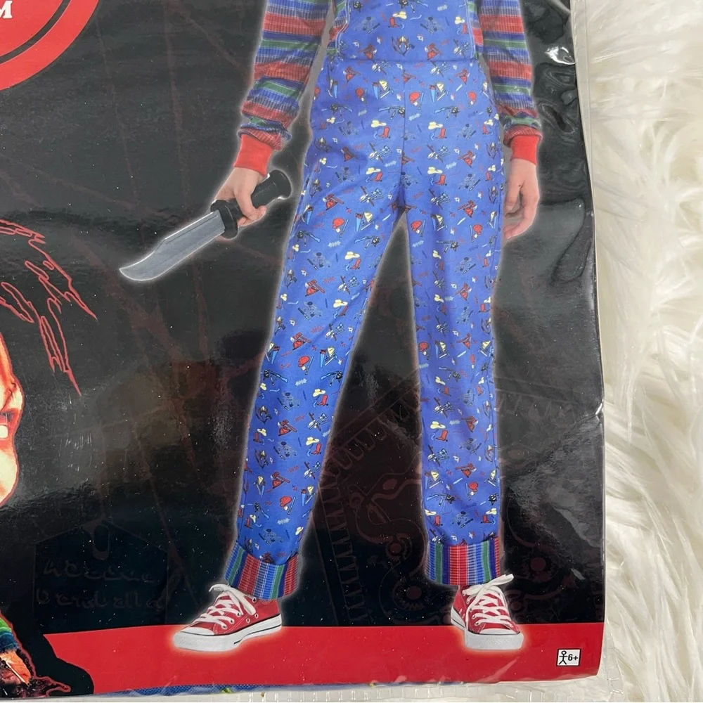 Chucky Kids Costume - Blue Jumpsuit M 8-10 XL 14-16